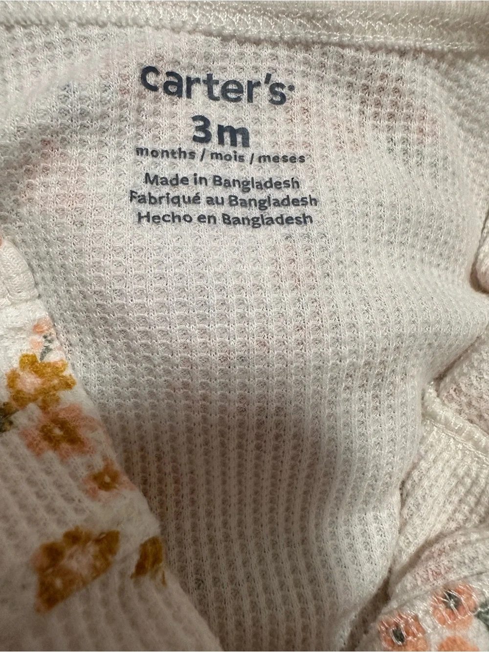 Carter's Cream One-Piece with Peach Floral Print